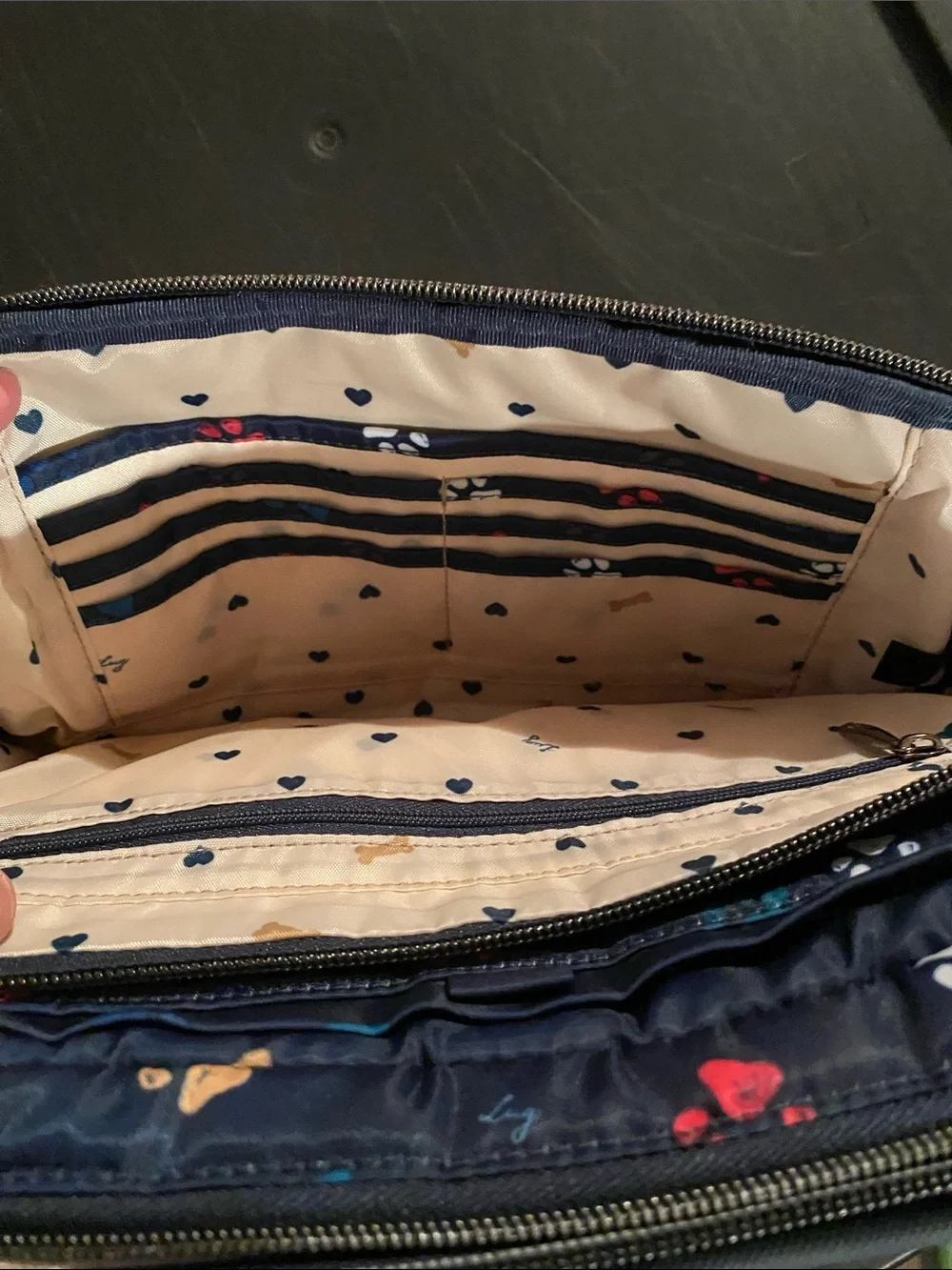 Lug Trolley CB (crossbody cosmetic carrier) NEW. “Paws Navy”